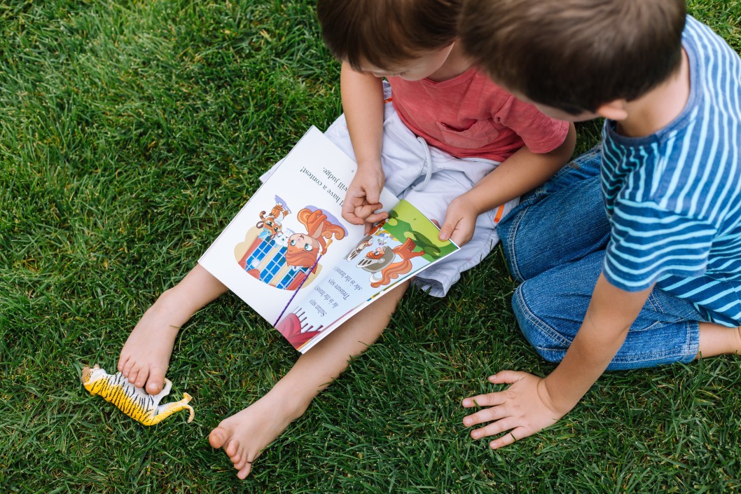 Kids reading together