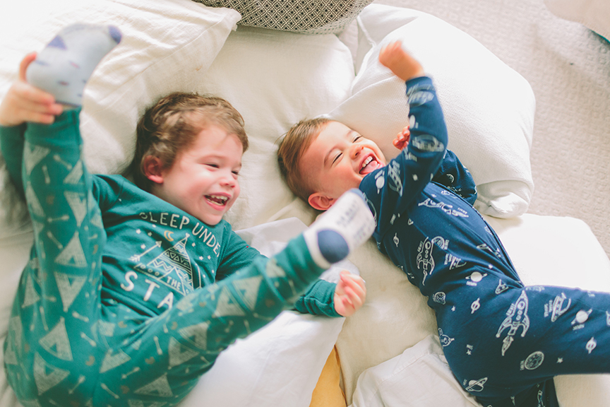 Kids playing in pajamas