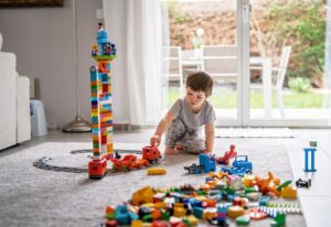 Boy playing with blocks