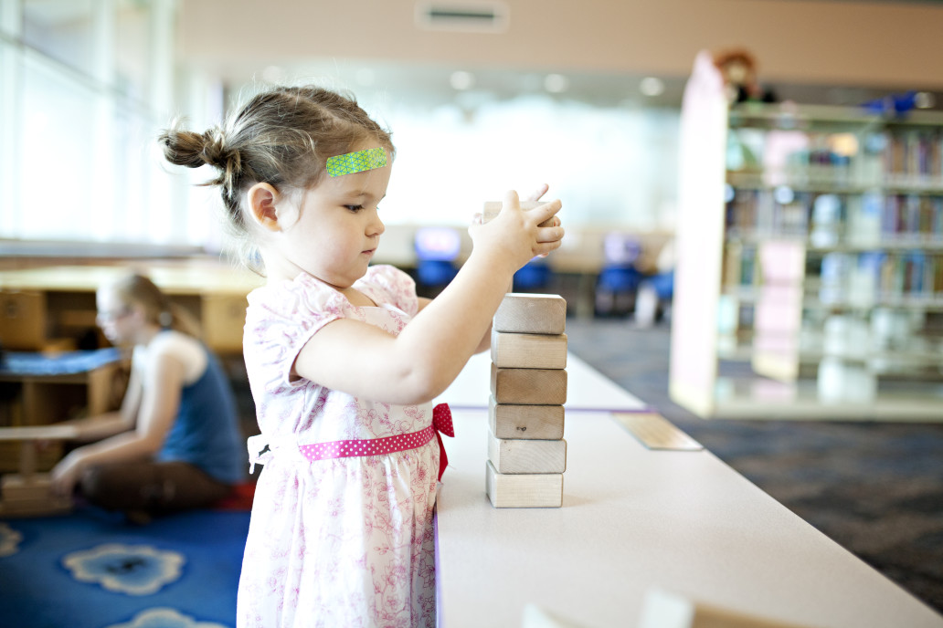 Child playing with blocks