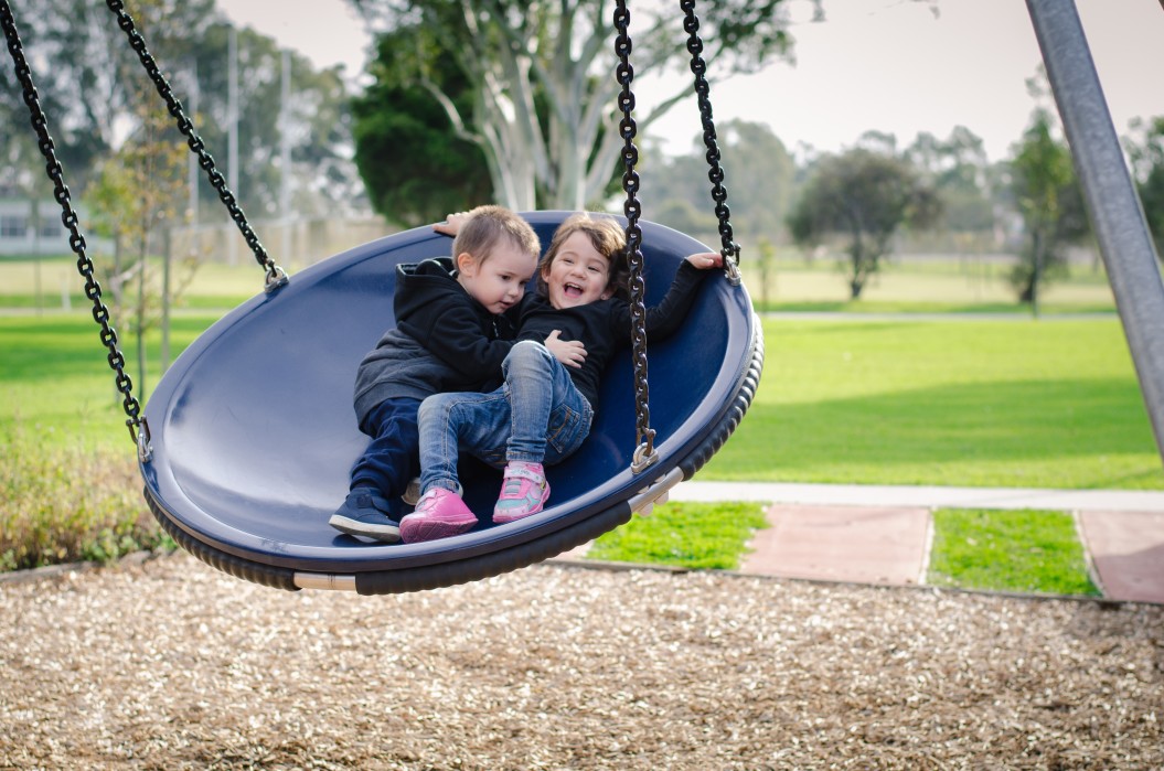 Kids on swing