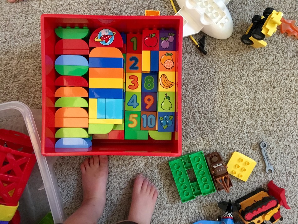 Organized bin of toys