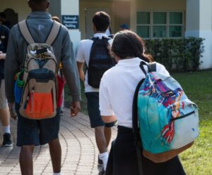 Kids walking to school.