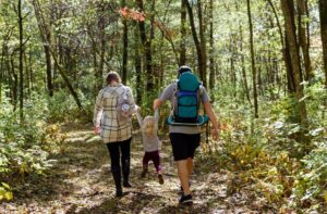 Family hiking in a park