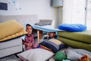 Kids in a blanket fort