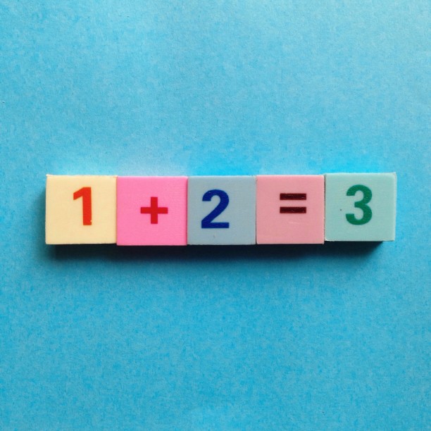digits and equation on blue background