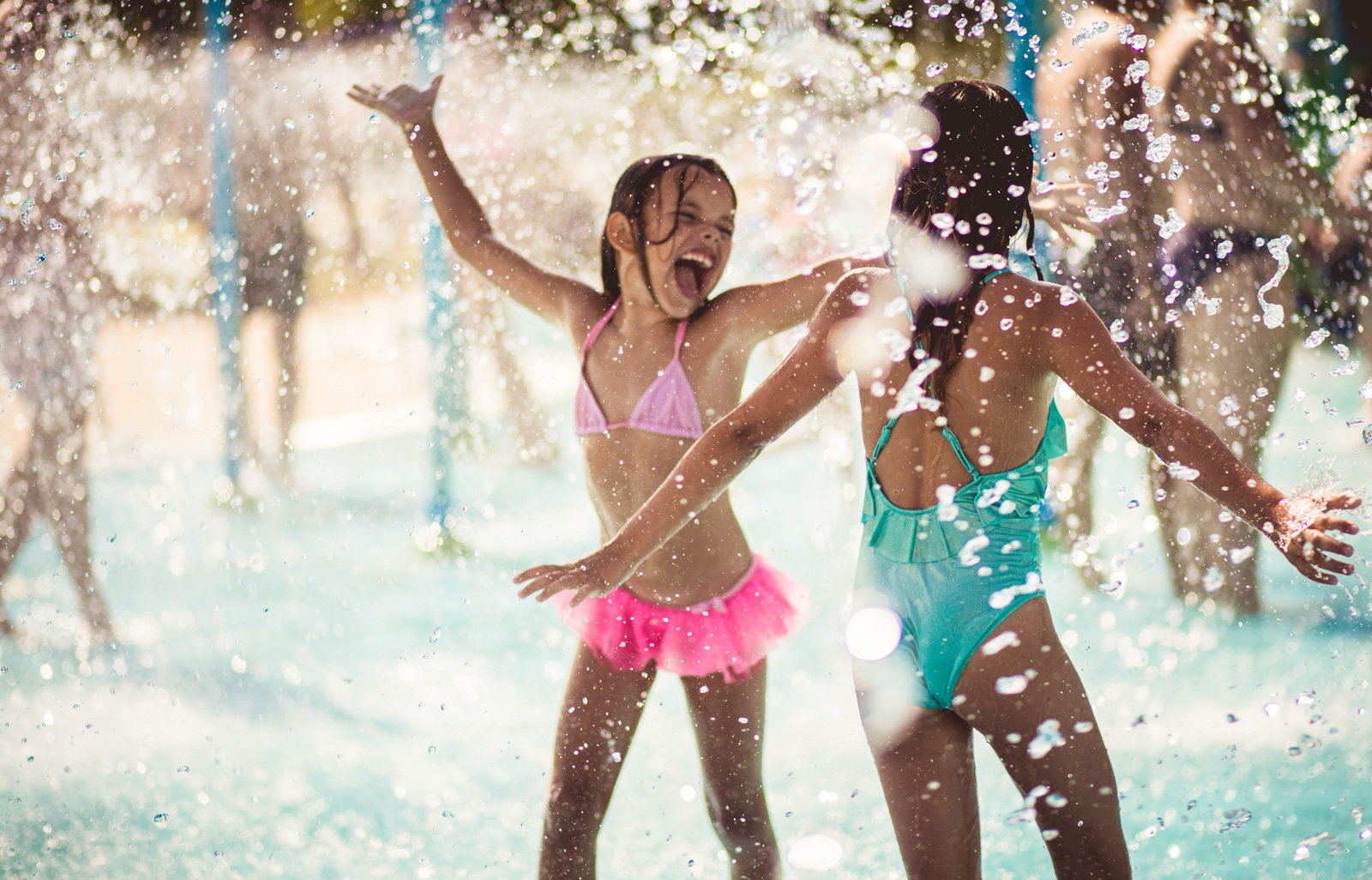 Kids have fun at a splash pad