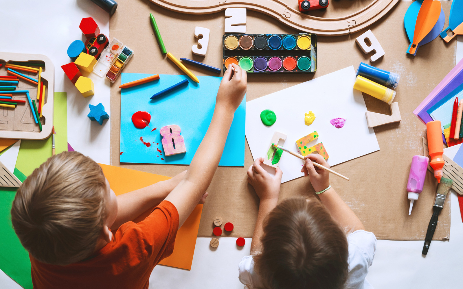 students show their art skills at daycare