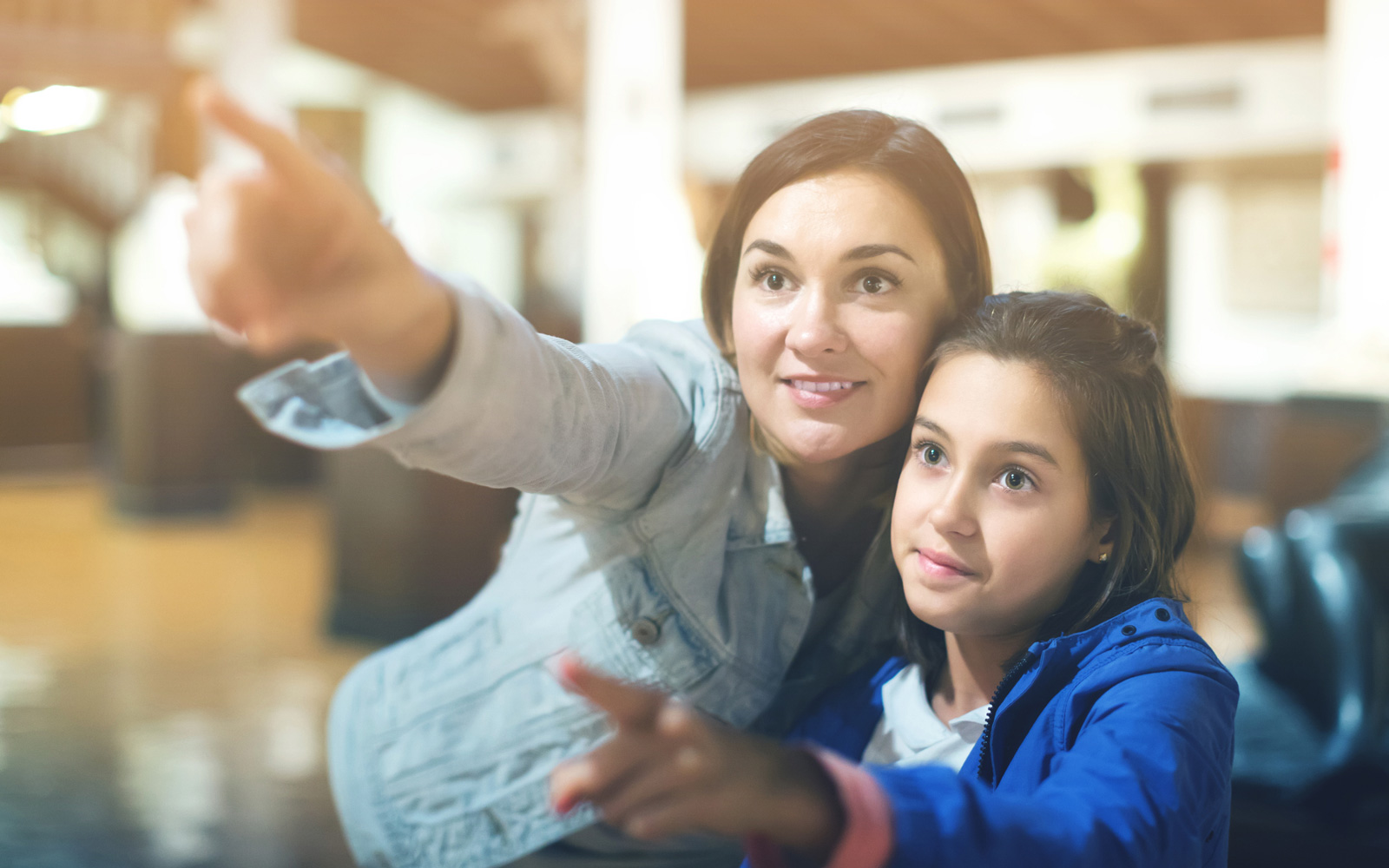 Mom and Daughter Tour a Museum